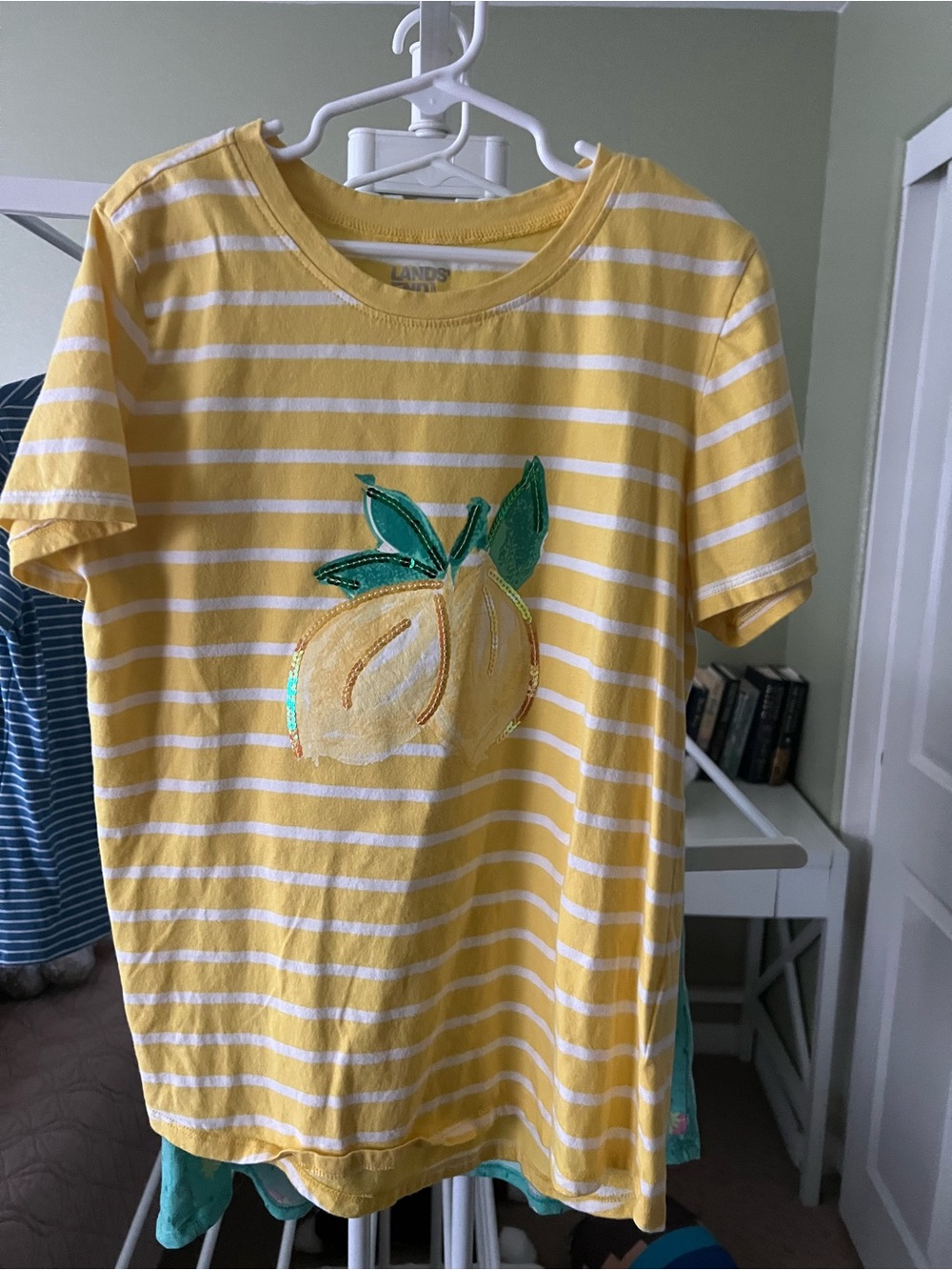 Girls Yellow Striped Lemon Graphic Tee - Lands' End